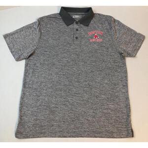 True Fan MLB Boston Red Sox Men's Polo Shirt Collared Heather Gray XL XLarge